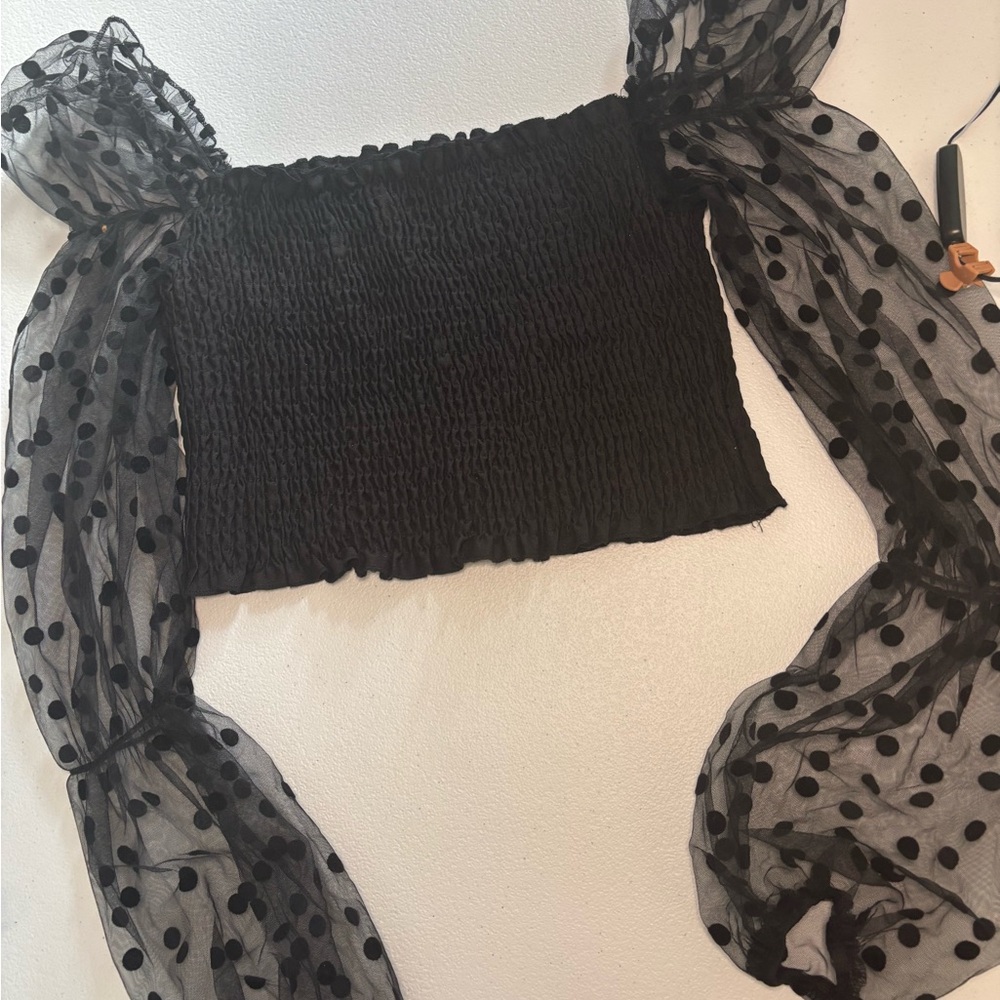SHEIN Black Smocked Blouse